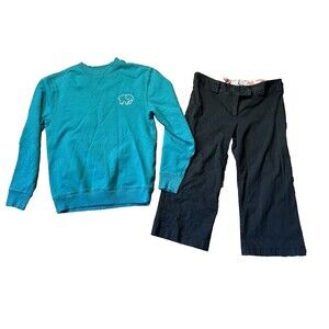 Ivory Ella XS Teal Organic Cotton Sweatshirt And Cropped Pants